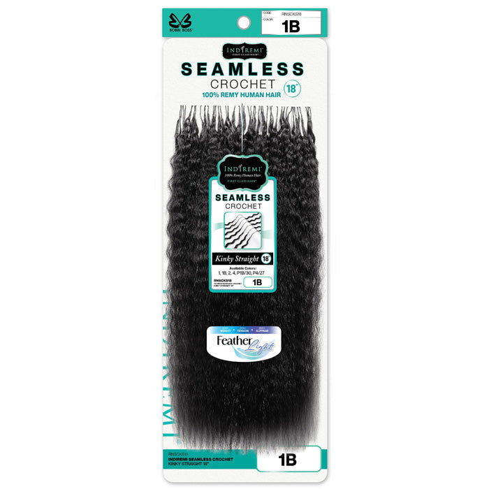 Bobbi Boss HH Seamless Crochet Kinky Straight 18″ – 100% Remy Human Hair Crochet Braids