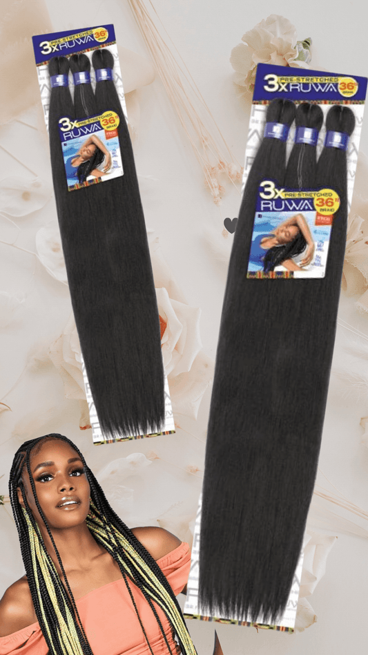 3X Ruwa Pre-stretched Braids 36" - LocsNco