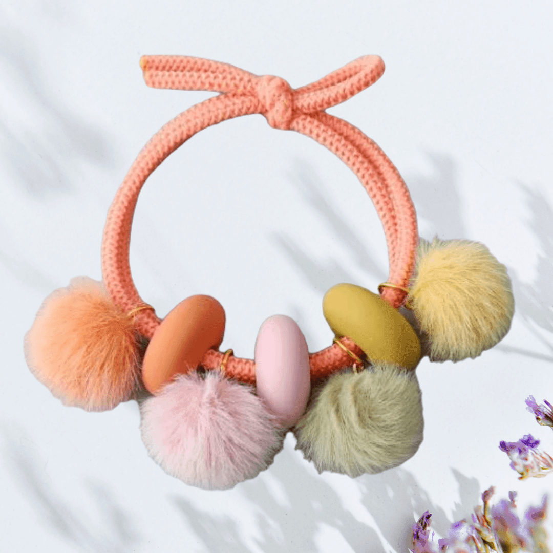 Fashionable Pom Balls Multi-coloured Hair Ties - LocsNco