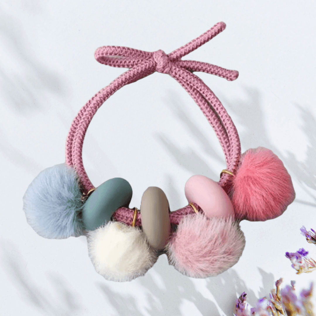 Fashionable Pom Balls Multi-coloured Hair Ties - LocsNco