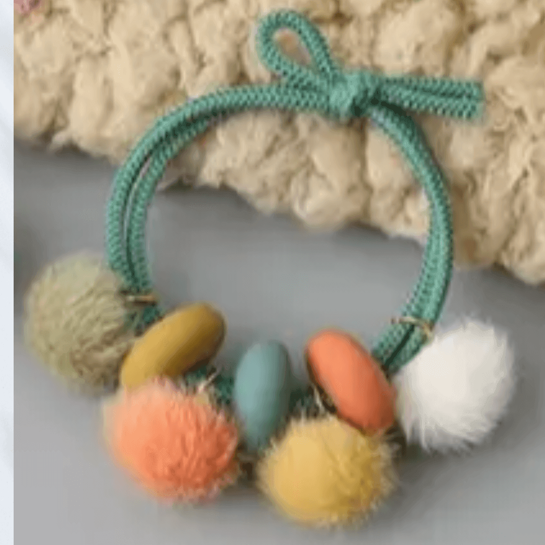 Fashionable Pom Balls Multi-coloured Hair Ties - LocsNco