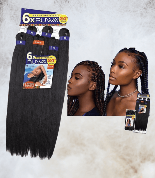 6X Ruwa Pre-stretched Braids 24" - LocsNco