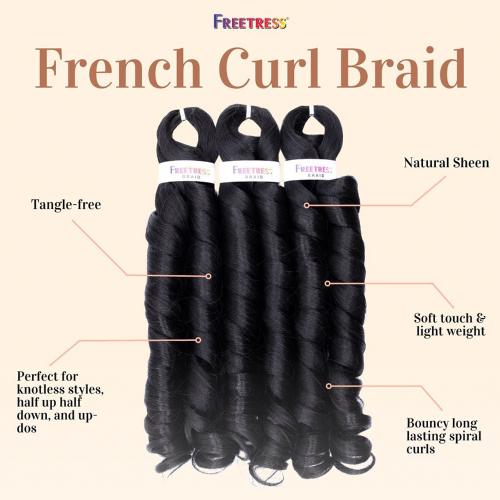 Freetress 3X French Curl 22" | Pre-Stretched Braiding Hair | LocsNco Ireland