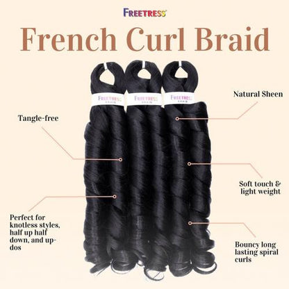 Freetress 3X French Curl 22" | Pre-Stretched Braiding Hair | LocsNco Ireland