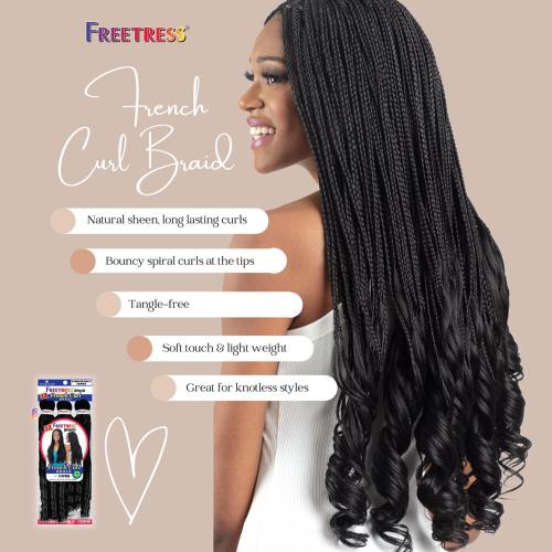 Freetress 3X French Curl 22" | Pre-Stretched Braiding Hair | LocsNco Ireland