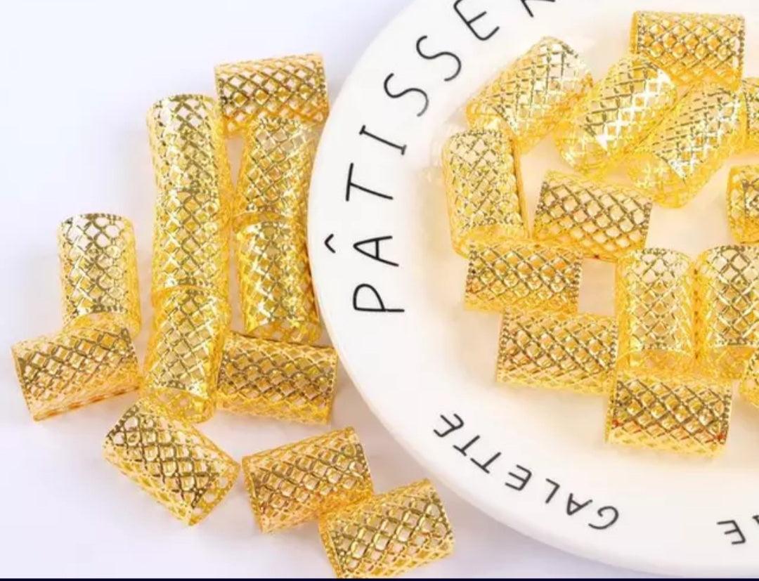 10 pieces Aluminium Braids Mesh Buckles/Cuff - Gold - LocsNco