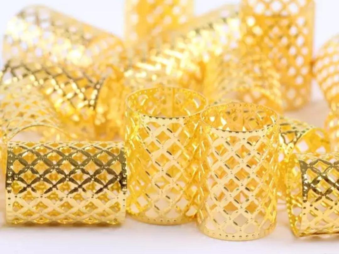 10 pieces Aluminium Braids Mesh Buckles/Cuff - Gold - LocsNco