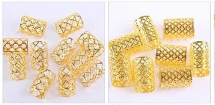 10 pieces Aluminium Braids Mesh Buckles/Cuff - Gold - LocsNco