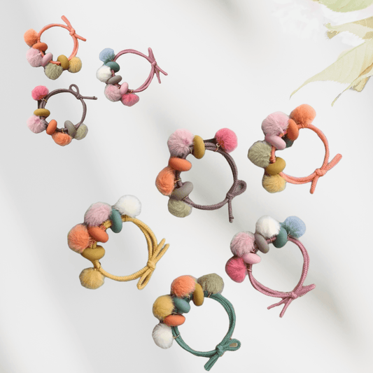 Fashionable Pom Balls Multi-coloured Hair Ties - LocsNco